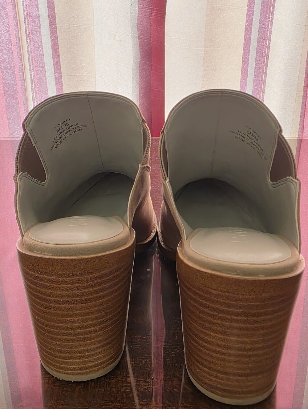 New Taupe Suede Block Heel Mules Size 8 - Picture 4 of 4